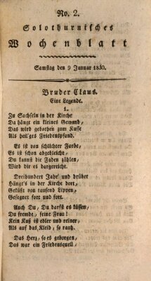 Solothurnisches Wochenblatt Samstag 9. Januar 1830