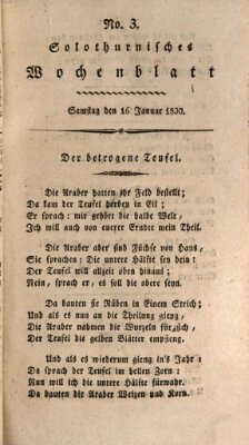 Solothurnisches Wochenblatt Samstag 16. Januar 1830