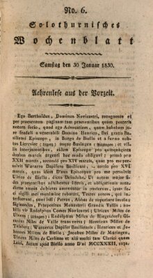 Solothurnisches Wochenblatt Samstag 30. Januar 1830