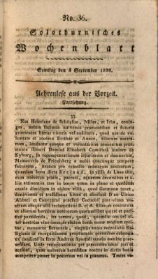 Solothurnisches Wochenblatt Samstag 4. September 1830