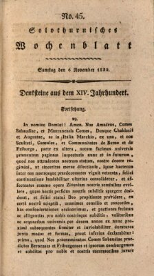 Solothurnisches Wochenblatt Samstag 6. November 1830