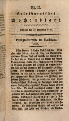 Solothurnisches Wochenblatt Samstag 25. Dezember 1830