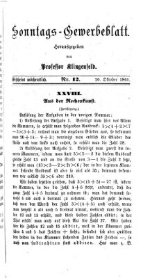 Nürnberger Sonntags-Gewerbeblatt Sonntag 20. Oktober 1861