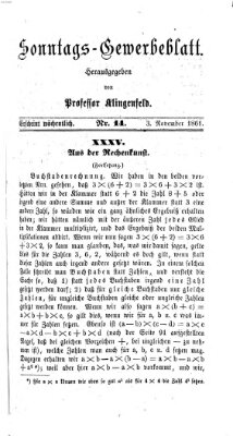 Nürnberger Sonntags-Gewerbeblatt Sonntag 3. November 1861