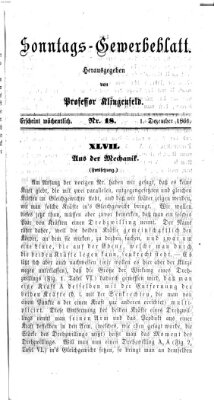 Nürnberger Sonntags-Gewerbeblatt Sonntag 1. Dezember 1861