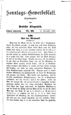 Nürnberger Sonntags-Gewerbeblatt Sonntag 15. Dezember 1861