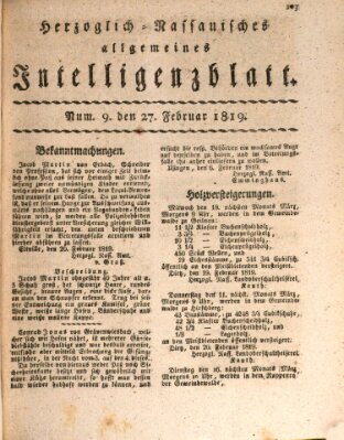 Herzoglich-nassauisches allgemeines Intelligenzblatt Samstag 27. Februar 1819