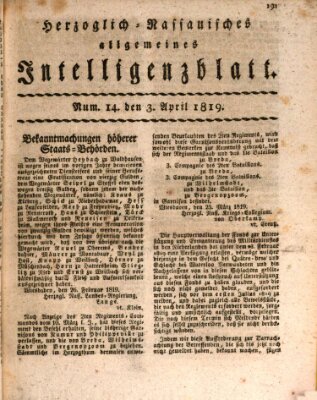 Herzoglich-nassauisches allgemeines Intelligenzblatt Samstag 3. April 1819