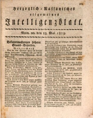 Herzoglich-nassauisches allgemeines Intelligenzblatt Samstag 15. Mai 1819