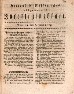 Herzoglich-nassauisches allgemeines Intelligenzblatt Samstag 5. Juni 1819
