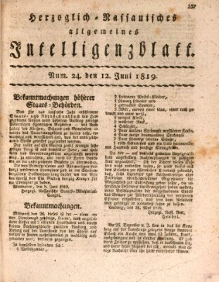 Herzoglich-nassauisches allgemeines Intelligenzblatt Samstag 12. Juni 1819