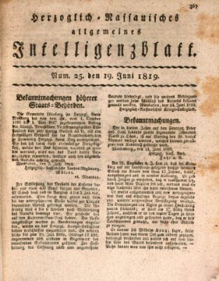 Herzoglich-nassauisches allgemeines Intelligenzblatt Samstag 19. Juni 1819