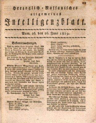 Herzoglich-nassauisches allgemeines Intelligenzblatt Samstag 26. Juni 1819