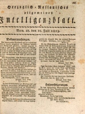 Herzoglich-nassauisches allgemeines Intelligenzblatt Samstag 10. Juli 1819