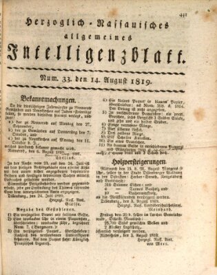 Herzoglich-nassauisches allgemeines Intelligenzblatt Samstag 14. August 1819