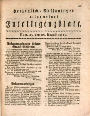 Herzoglich-nassauisches allgemeines Intelligenzblatt Samstag 28. August 1819