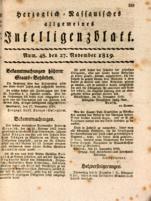 Herzoglich-nassauisches allgemeines Intelligenzblatt Samstag 27. November 1819