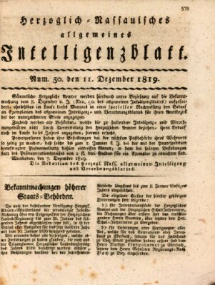 Herzoglich-nassauisches allgemeines Intelligenzblatt Samstag 11. Dezember 1819