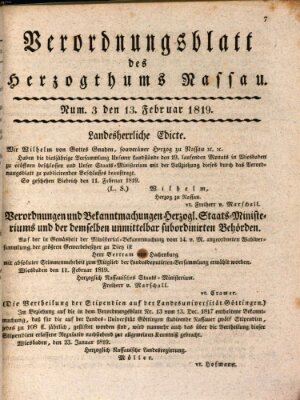 Herzoglich-nassauisches allgemeines Intelligenzblatt Samstag 13. Februar 1819