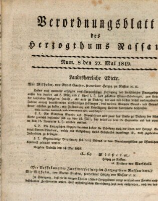 Herzoglich-nassauisches allgemeines Intelligenzblatt Samstag 22. Mai 1819