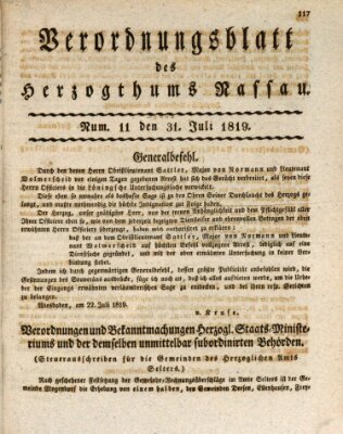 Herzoglich-nassauisches allgemeines Intelligenzblatt Samstag 31. Juli 1819