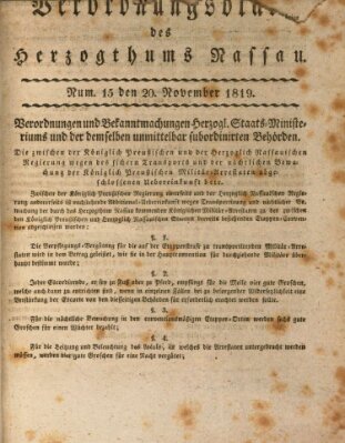 Herzoglich-nassauisches allgemeines Intelligenzblatt Samstag 20. November 1819