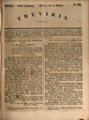 Treviris Samstag 2. August 1834