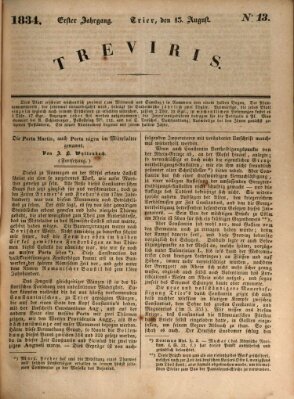 Treviris Freitag 15. August 1834