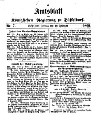 Amtsblatt für den Regierungsbezirk Düsseldorf Freitag 19. Februar 1869