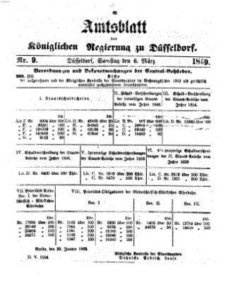 Amtsblatt für den Regierungsbezirk Düsseldorf Samstag 6. März 1869