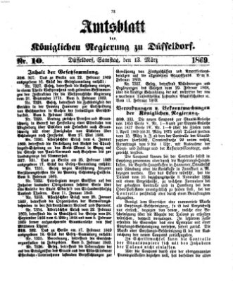 Amtsblatt für den Regierungsbezirk Düsseldorf Samstag 13. März 1869