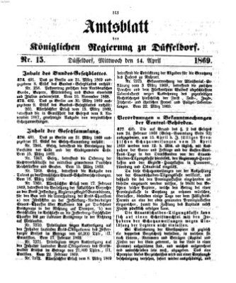 Amtsblatt für den Regierungsbezirk Düsseldorf Mittwoch 14. April 1869