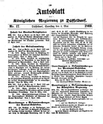 Amtsblatt für den Regierungsbezirk Düsseldorf Samstag 1. Mai 1869