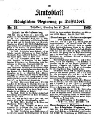 Amtsblatt für den Regierungsbezirk Düsseldorf Samstag 12. Juni 1869