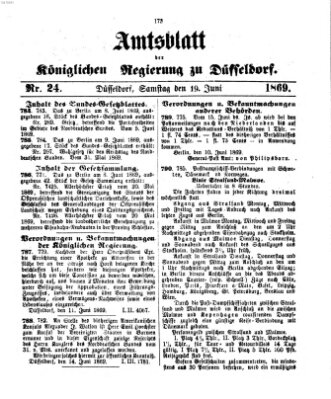 Amtsblatt für den Regierungsbezirk Düsseldorf Samstag 19. Juni 1869