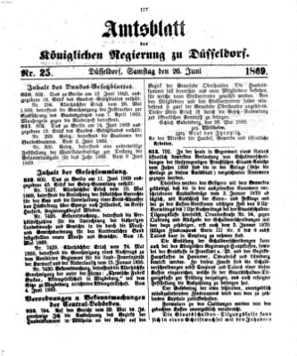 Amtsblatt für den Regierungsbezirk Düsseldorf Samstag 26. Juni 1869