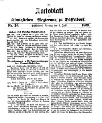 Amtsblatt für den Regierungsbezirk Düsseldorf Freitag 2. Juli 1869