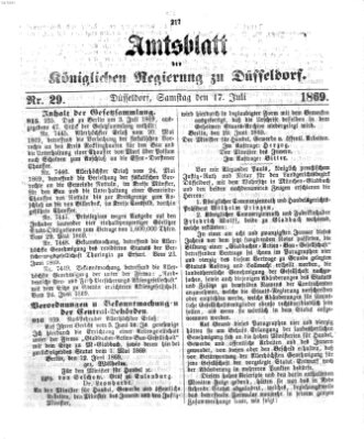 Amtsblatt für den Regierungsbezirk Düsseldorf Samstag 17. Juli 1869