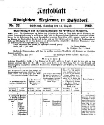 Amtsblatt für den Regierungsbezirk Düsseldorf Samstag 14. August 1869