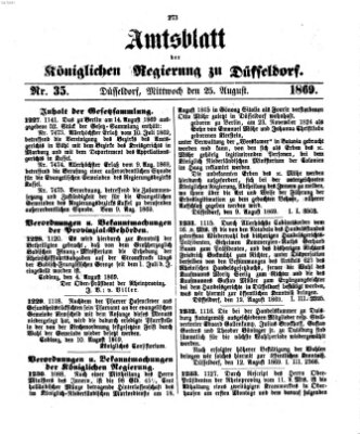 Amtsblatt für den Regierungsbezirk Düsseldorf Mittwoch 25. August 1869