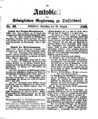 Amtsblatt für den Regierungsbezirk Düsseldorf Samstag 28. August 1869