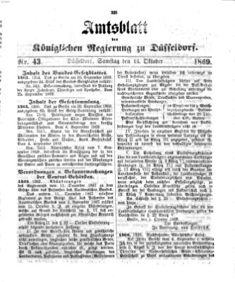 Amtsblatt für den Regierungsbezirk Düsseldorf Samstag 16. Oktober 1869