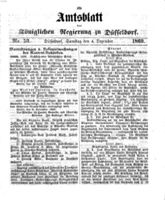 Amtsblatt für den Regierungsbezirk Düsseldorf Samstag 4. Dezember 1869