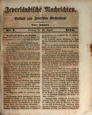 Jeverländische Nachrichten Sonntag 11. August 1844