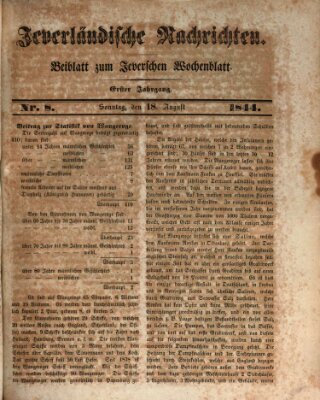 Jeverländische Nachrichten Sonntag 18. August 1844