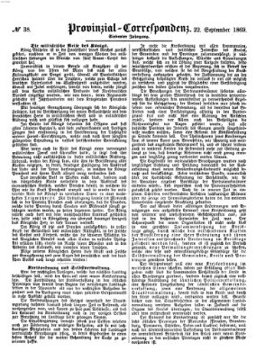 Provinzial-Correspondenz Mittwoch 22. September 1869