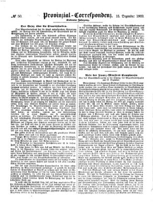 Provinzial-Correspondenz Mittwoch 15. Dezember 1869