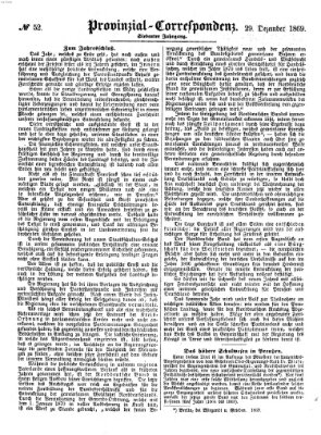 Provinzial-Correspondenz Mittwoch 29. Dezember 1869