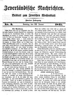 Jeverländische Nachrichten Sonntag 12. Januar 1845