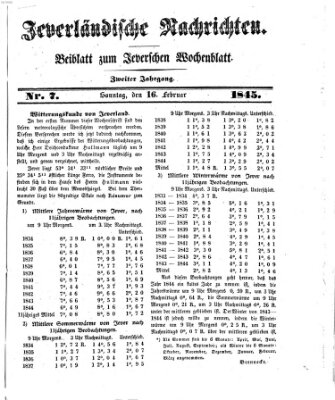 Jeverländische Nachrichten Sonntag 16. Februar 1845